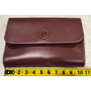 Cartier Must de Cartier Burgundy Leather Clutch Bag Gold Tone Logo Paris Vintage